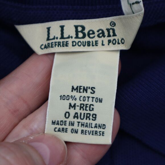 L L Bean Shirt Mens Medium Blue Polo Short Sleeve Collar Neck Tee - Picture 2 of 16